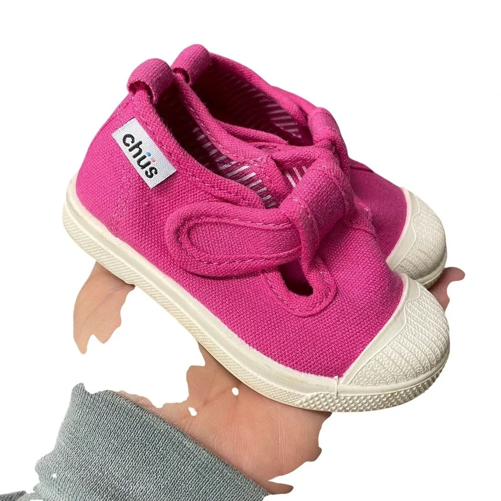 $32 Like New Chus Chris Canvas T-Strap Sneakers Pink EU 21/US 3 Organic Cotton